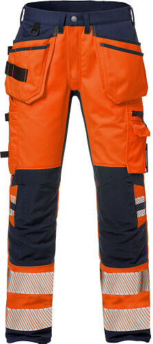 High Vis Handwerkerhose, Flexforce, warnorange/marine 
